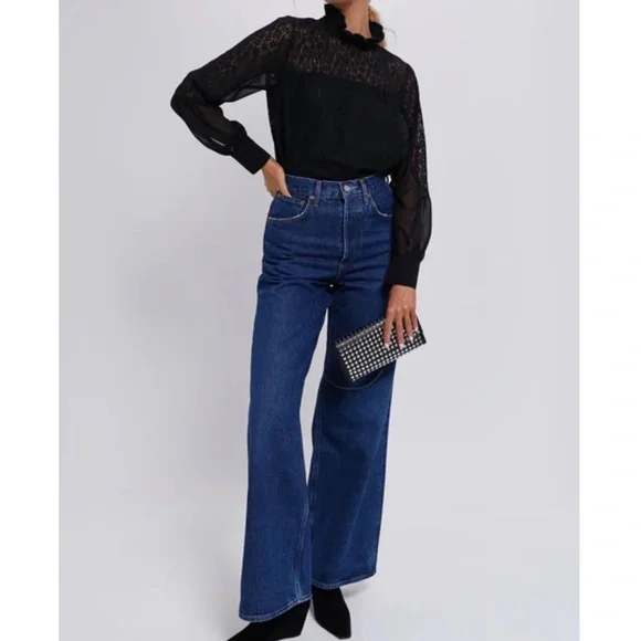 TUCKERNUCK Black Lace Rosalee Blouse NEW